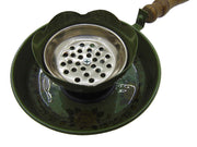 Metal Charcoal Incense Burner flower print with Wooden Handle