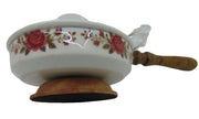Metal Charcoal Incense Burner flower print with Wooden Handle