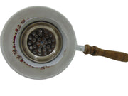Metal Charcoal Incense Burner flower print with Wooden Handle