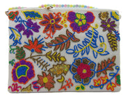 Handcrafted Multicolor Wildflower Beaded Zipper Clutch Bag
