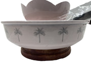 Metal Charcoal Incense Burner palm tree print with Wooden Handle