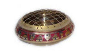 Brass Charcoal Burner Rose Wood Base