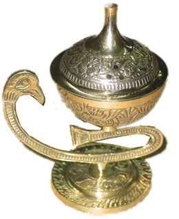 Antique Embossed Brass Incense Burner