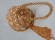 Metal Gold Clutch Handcrafted Stone Evening Bag