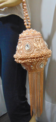Metal Gold Clutch Handcrafted Stone Evening Bag