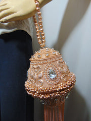Metal Gold Clutch Handcrafted Stone Evening Bag