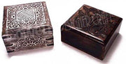WOODEN SQUARE  CARVED BOX
