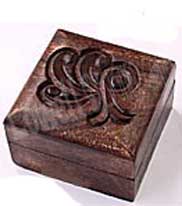 WOODEN SQUARE  CARVED BOX