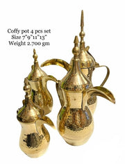 Solid Brass Saudi Teapot Arabic Dallah Engraved