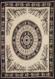 FLORAL HIPPIE ELEPHANT MANDALA TAPESTRY