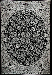 FLORAL HIPPIE ELEPHANT MANDALA TAPESTRY