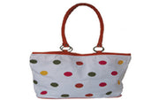 POLKA DOT CANVAS BEACH BAG
