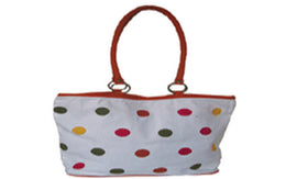 POLKA DOT CANVAS BEACH BAG