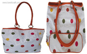 POLKA DOT CANVAS BEACH BAG