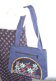 Denim fabric Embroidery Bag