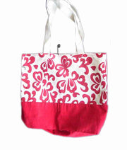 flower Print Canvas Beach Bag