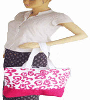 flower Print Canvas Beach Bag