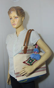 Cotton Hand-loom White Durries Bag