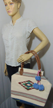 Cotton Hand-loom White Durries Bag