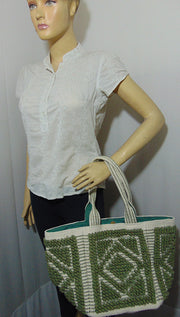 white cotton handle Cotton Handloom durries Bag