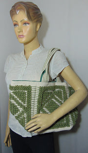 white cotton handle Cotton Handloom durries Bag