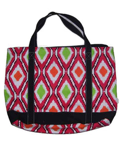 Ikat Print Cotton Canvas Tote Bag