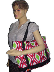 Ikat Print Cotton Canvas Tote Bag