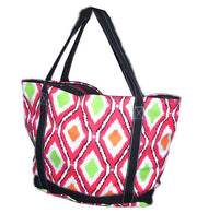 Ikat Print Cotton Canvas Tote Bag