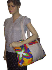 Flower Print Canvas Bag
