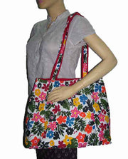 Flower Print Canvas Hand Bag