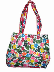 Flower Print Canvas Hand Bag