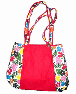 Flower Print Canvas Hand Bag