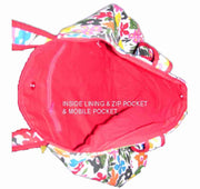 Flower Print Canvas Hand Bag