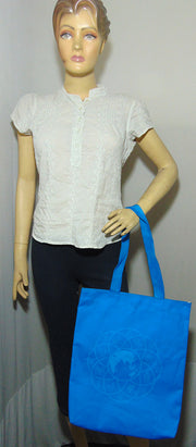 Blue Color Canvas Fabric Printed Tote Bag