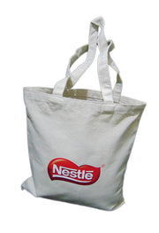 Multicolor print & logo print Canvas Shopping Bag