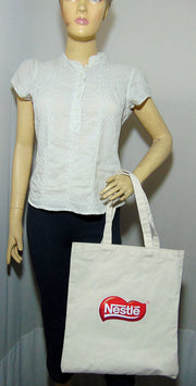 Multicolor print & logo print Canvas Shopping Bag