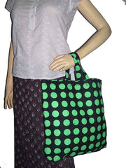 Polka Dot Print Canvas Tote Bag
