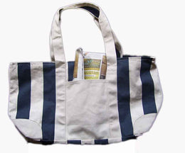 Stripe Design Cotton Canvas Tote Bag