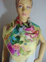 Big flower print Silk scarf