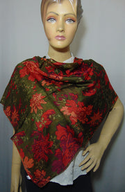 Big flower print Silk scarf