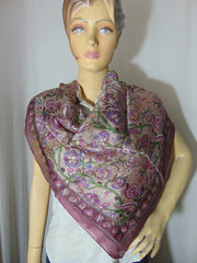 Big flower with border print Silk scarf