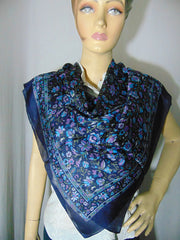 Big flower with border print Silk scarf