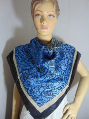 Big flower with border print Silk scarf