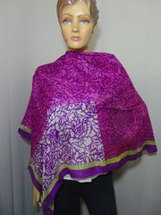 Big flower with border print Silk scarf