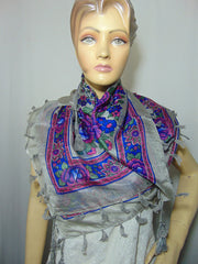 Big flower with border print Silk scarf