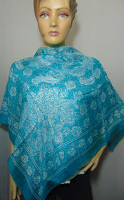Big flower leaf border print Silk scarf