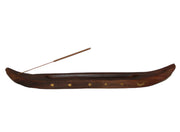 WOOD BOAT SHAPE  INCENSE BURNER HOLDER