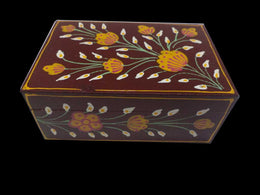FLOWER DESIGN HAND PAINTED WOODEN BOX ( 6