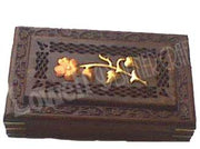 WOODEN  BOX WITH BRASS INLAY