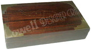 WOODEN BOX  WITH BRASS INLAY